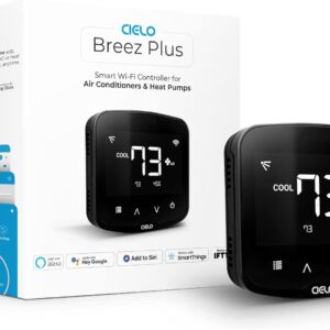 Breez Plus | Smart Air Conditioner Controller | WiFi Thermostat for Mini-Split, Window, Portable ACS | Alexa, Google, Siri Shortcuts, SmartThings, IFTTT | Free App | Inbuilt Temp/Humidity Sensors