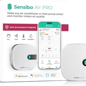 Sensibo Air PRO – Air Conditioner Smart Controller & Air Quality Sensor. Smart Thermostat for Mini Split, Window, Portable AC. Temp & Humidity Sensors. Google, Alexa, Siri & Apple HomeKit Compatible